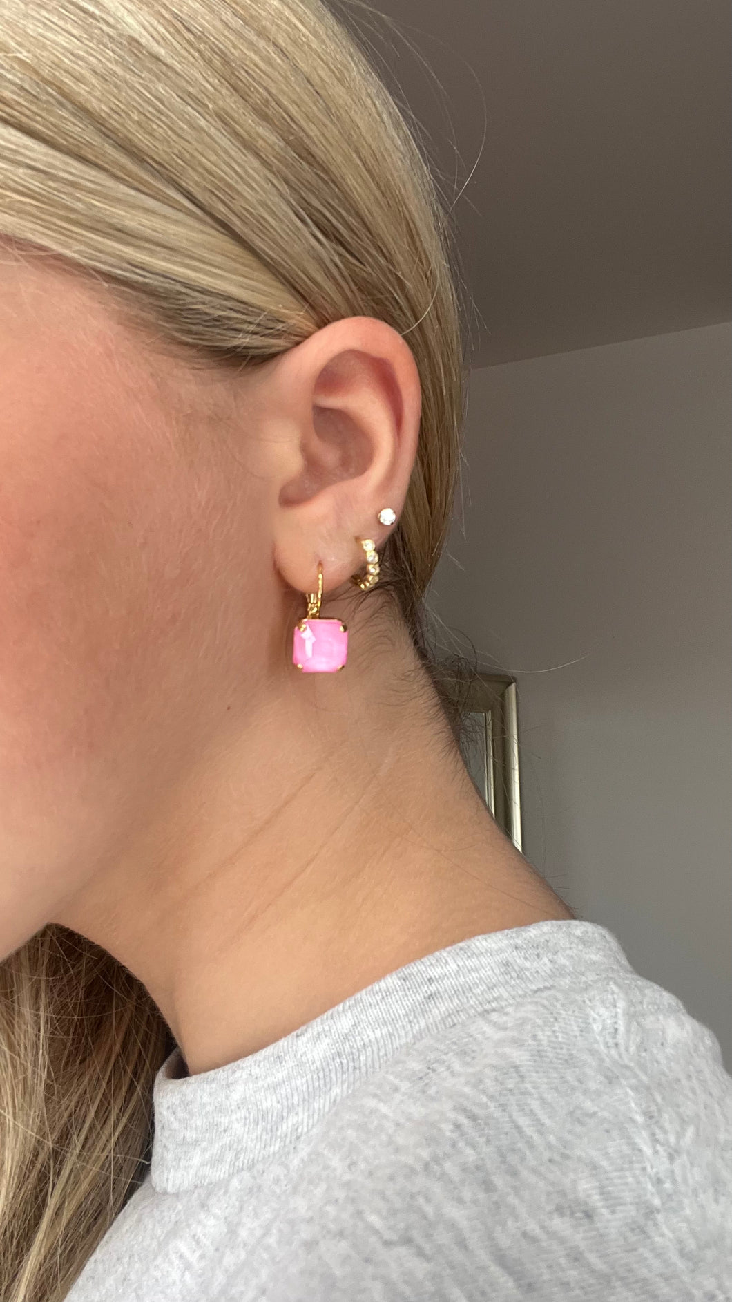 VL Asscher LT Pink Earring