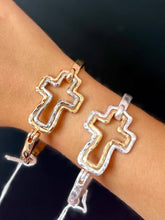 Load image into Gallery viewer, Hammered Cross Bracelet
