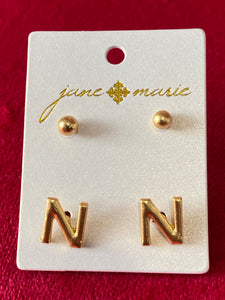 JM Block Initial Earrings