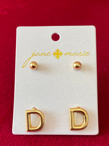 JM Block Initial Earrings