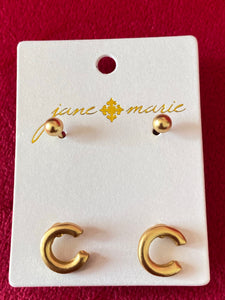 JM Block Initial Earrings