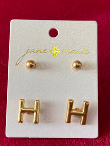 JM Block Initial Earrings