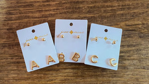 JM Block Initial Earrings