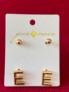 JM Block Initial Earrings