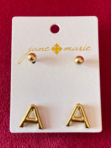 JM Block Initial Earrings